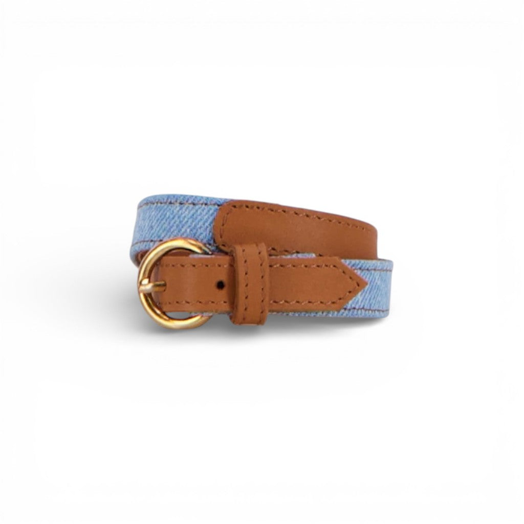 Bracelet unisexe à deux tours de poignet en cuir & denim