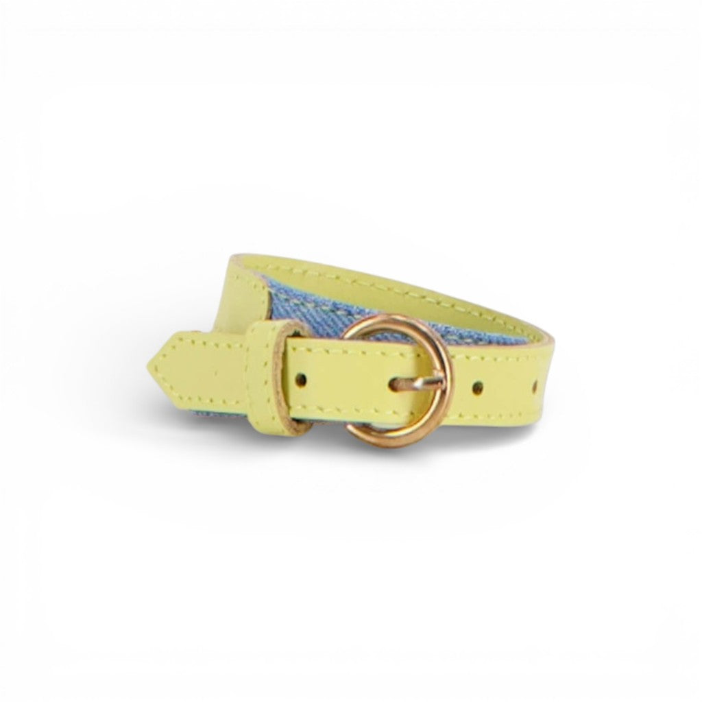 Bracelet unisexe à deux tours de poignet en cuir & denim