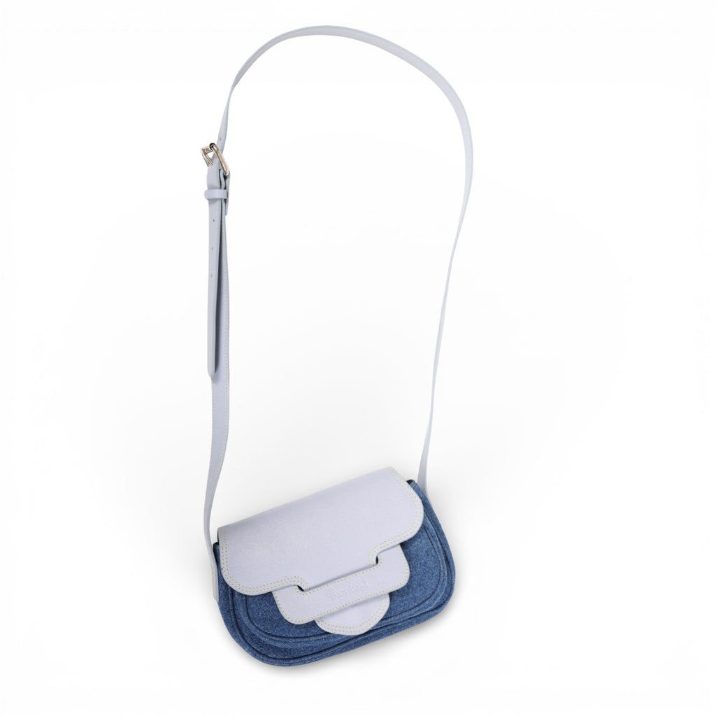 Sac bandoulière en denim & cuir