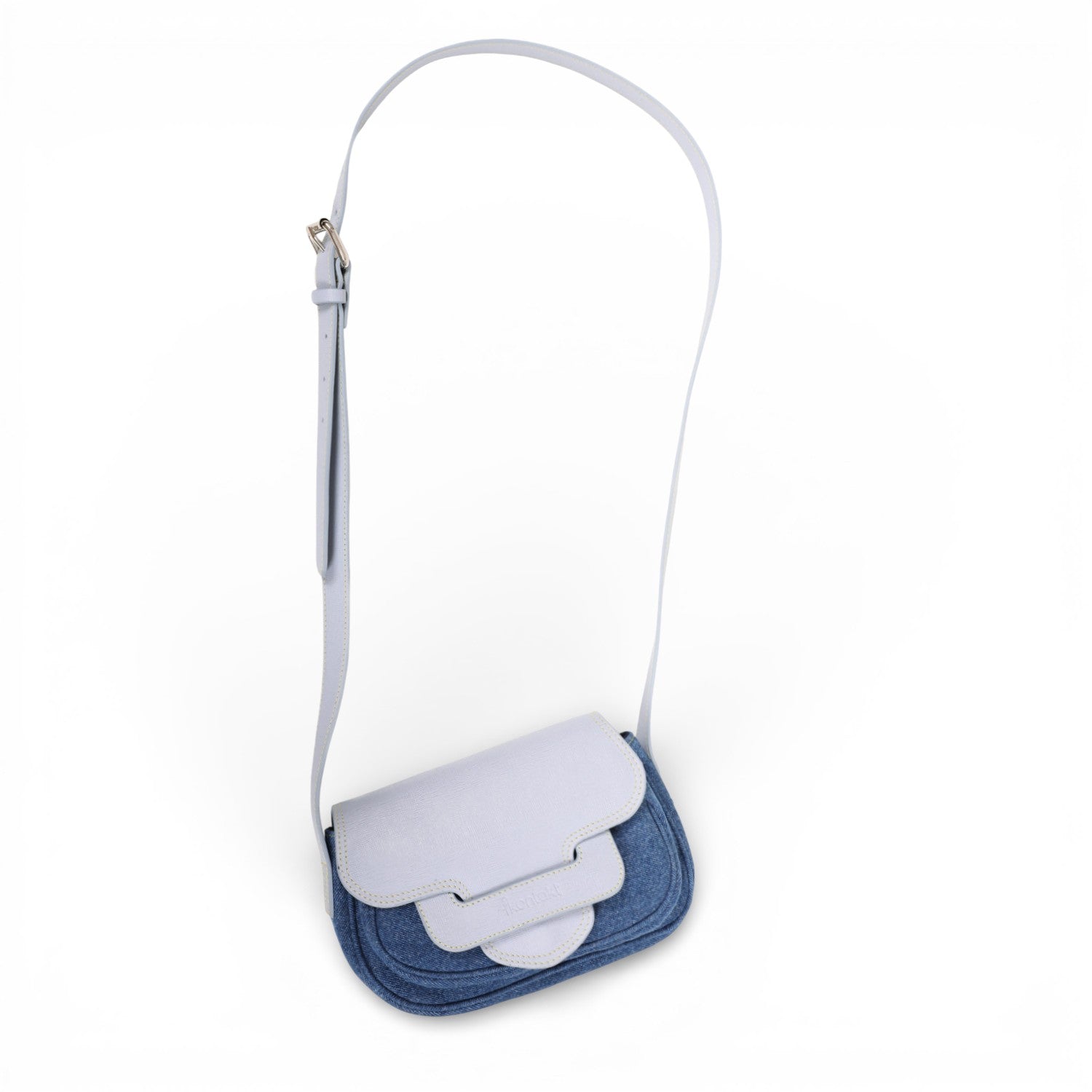 Sac bandoulière en denim & cuir