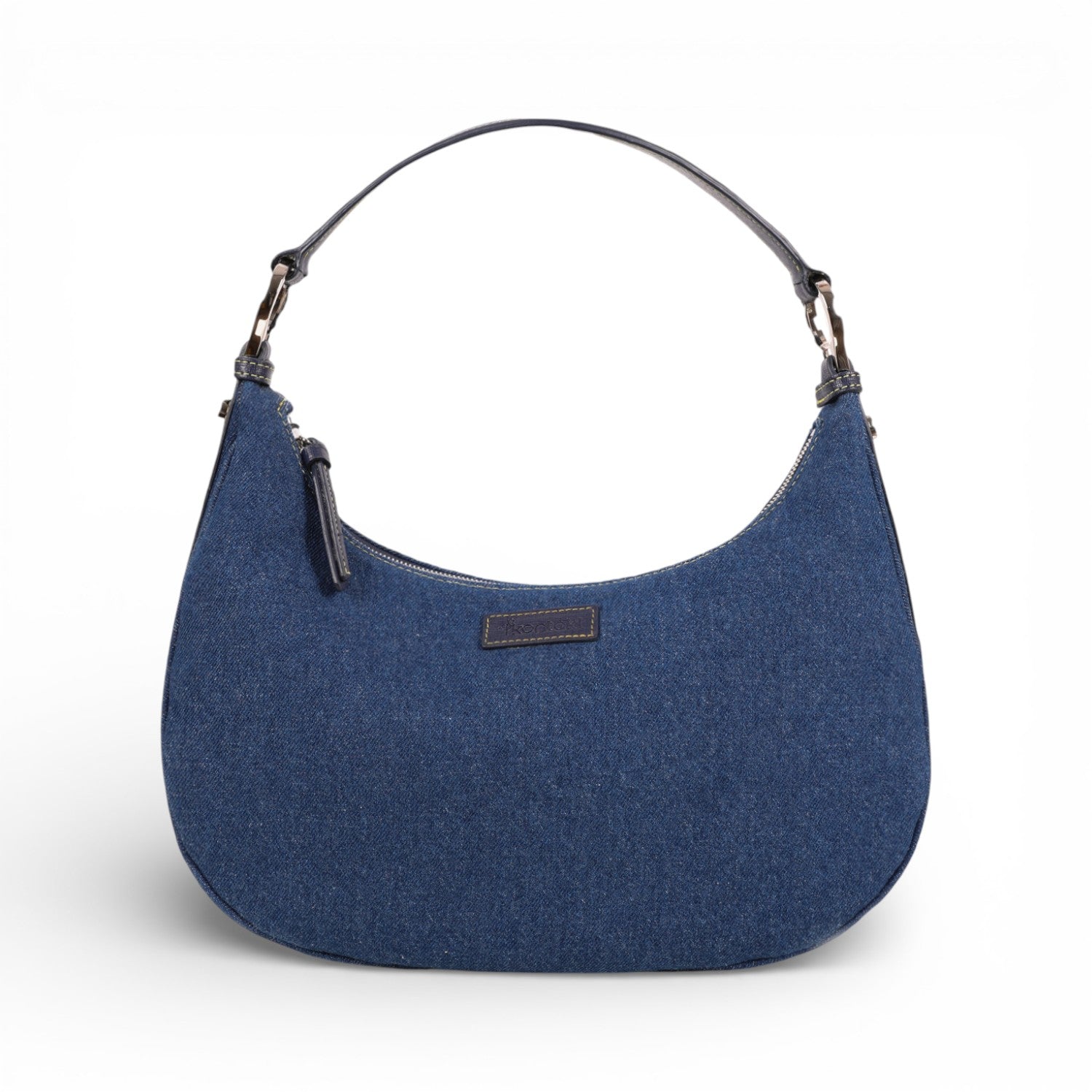 Sac demi lune en denim & cuir