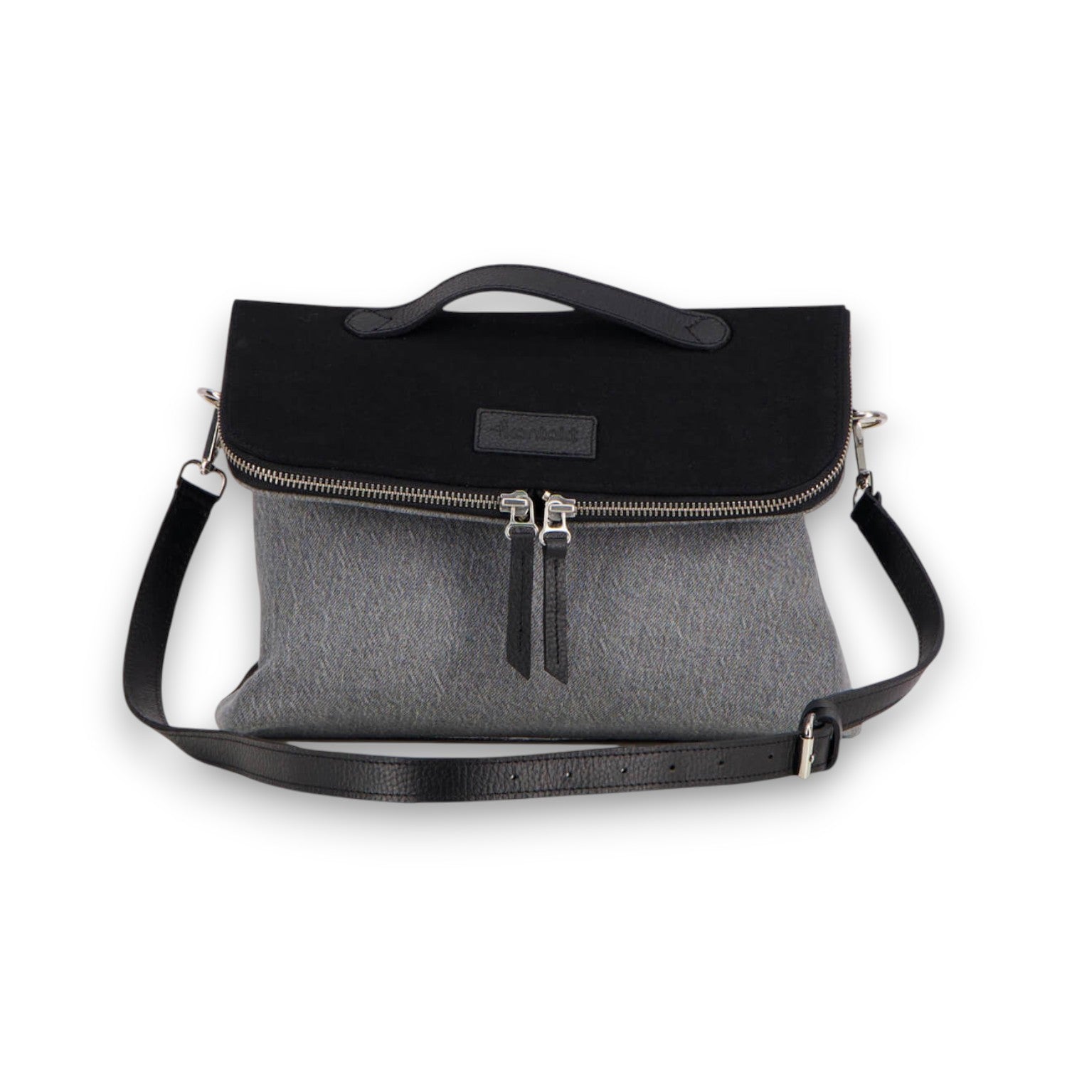 Pochette avec bandouliere en denim & cuir