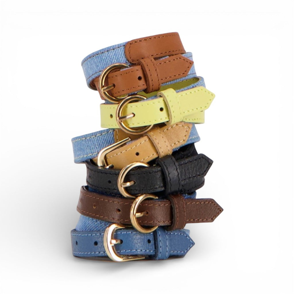 Bracelet unisexe à deux tours de poignet en cuir & denim