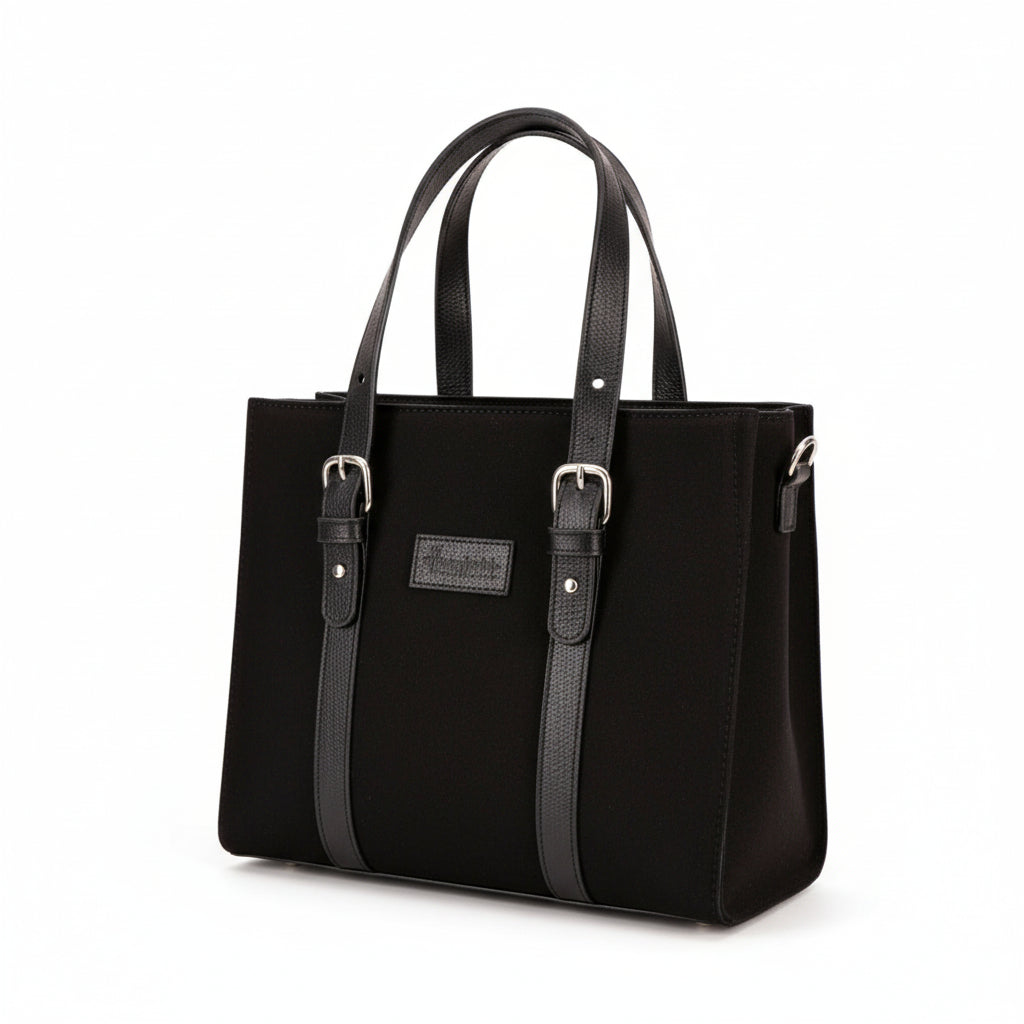 Mini cabas en denim & cuir