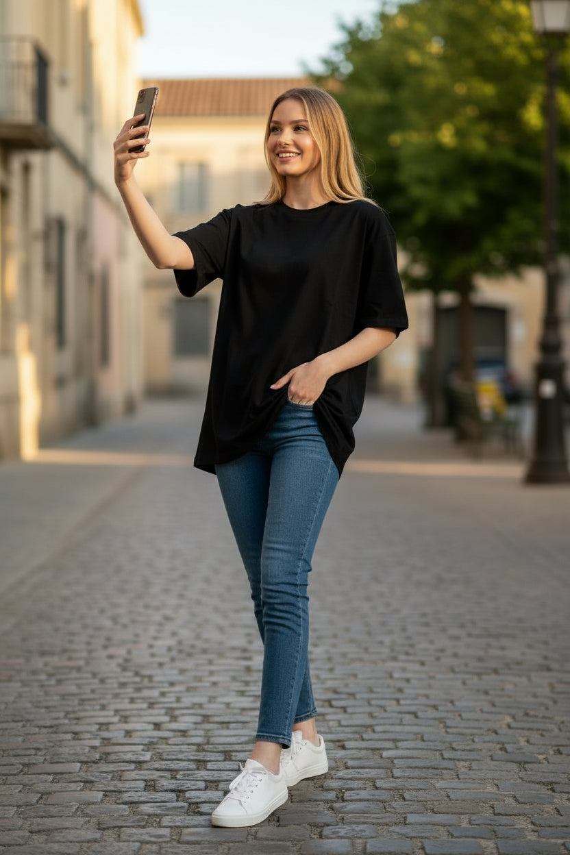 T-shirt oversized unisexe adulte manches courtes - 4.0 جريدة