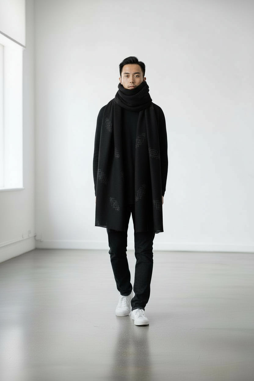 Safseri ou écharpe oversized unisexe en jeans Motifs Berbères