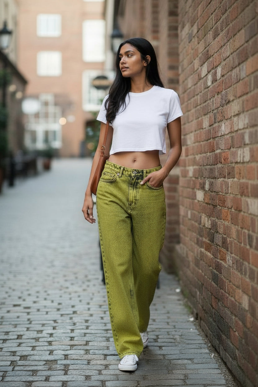 Baggy jeans unisexe Acid Wash & Over Dye