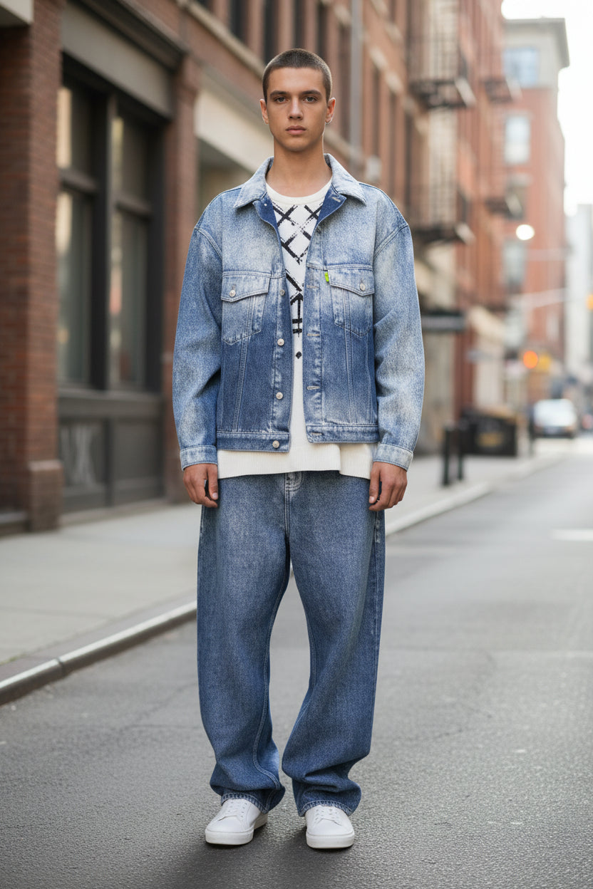 Veste oversized unisexe en jeans Silver Spray