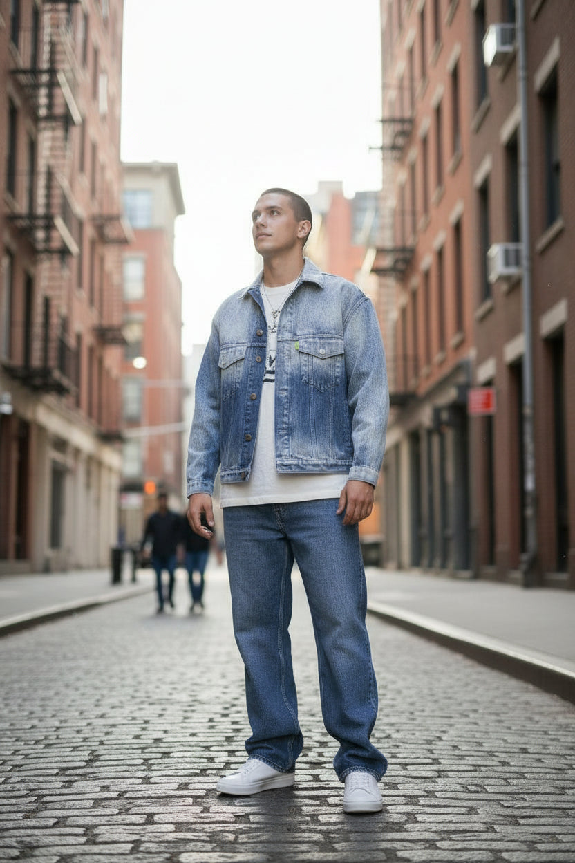 Veste oversized unisexe en jeans Silver Spray