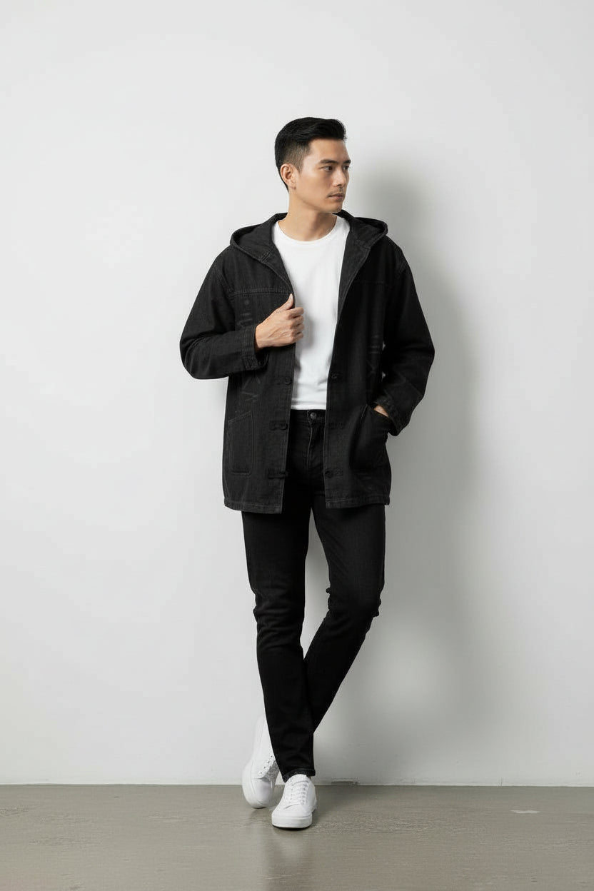 Kachabya unisexe en jeans Motifs Berbères