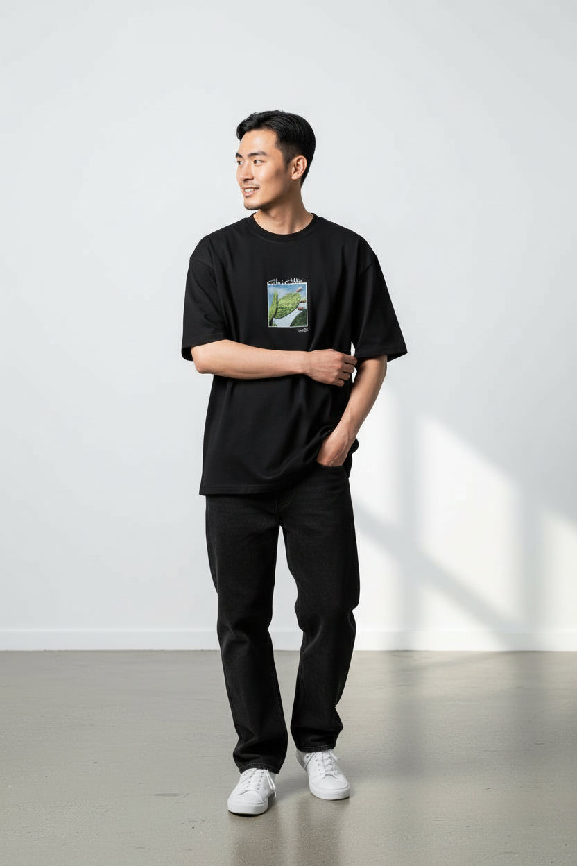 T-shirt oversized unisexe manches courtes - سلطان زمان