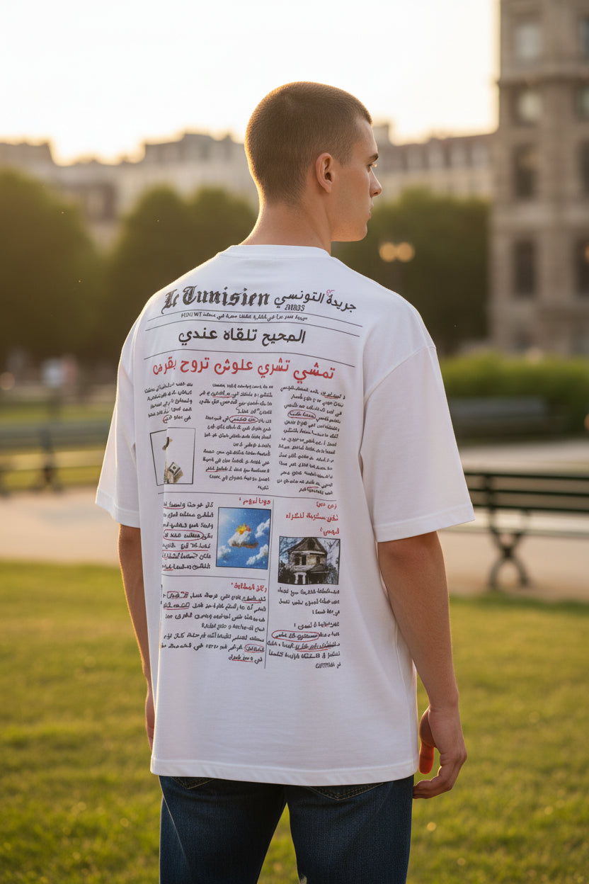 T-shirt oversized unisexe manches courtes - 4.0 جريدة