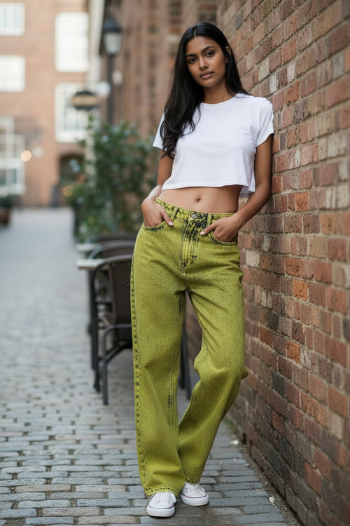 Baggy jeans unisexe Acid Wash & Over Dye