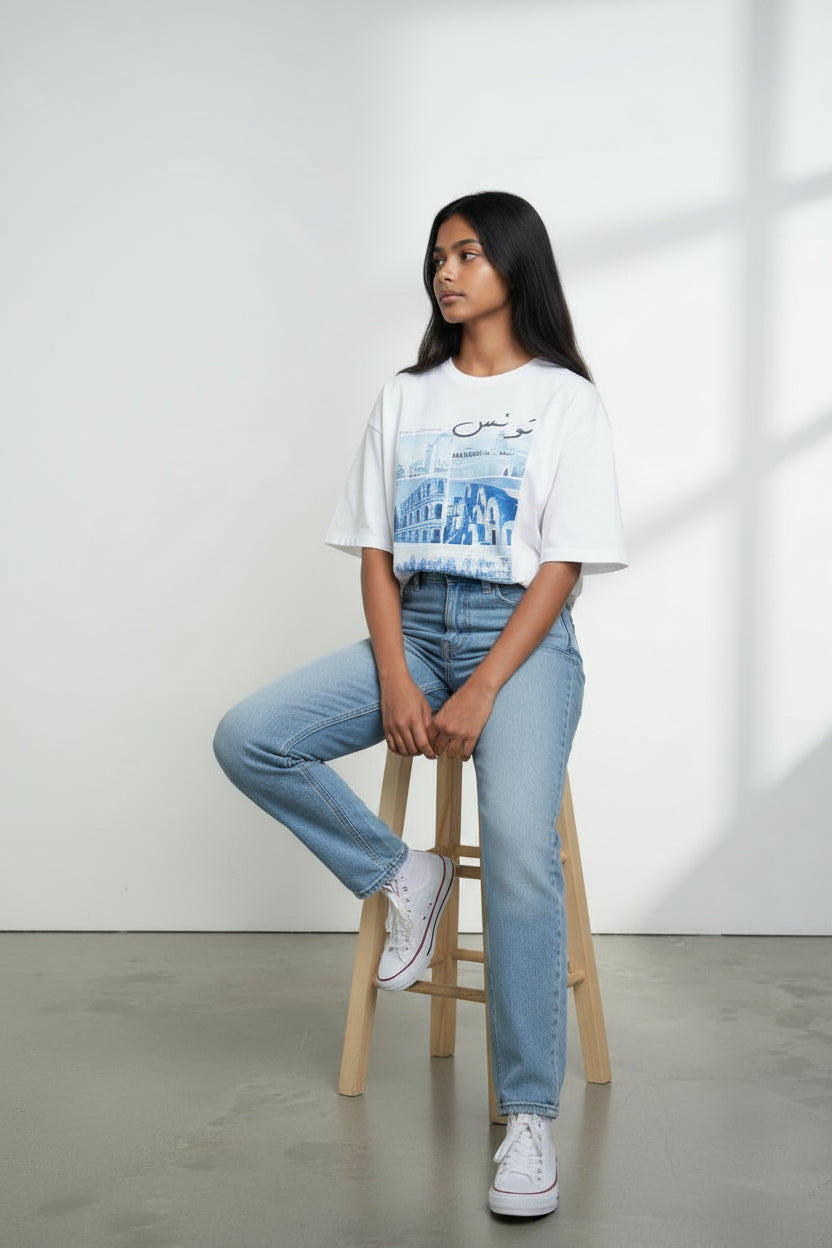 T-shirt oversized unisexe manches courtes - تونس