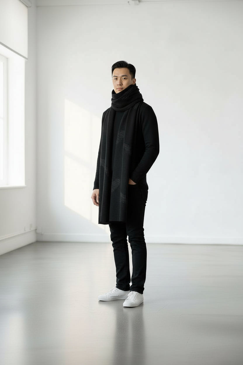 Safseri ou écharpe oversized unisexe en jeans Motifs Berbères