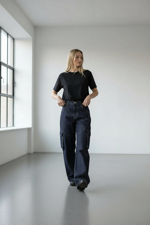 Baggy unisexe avec poches détachables en jeans Selvedge