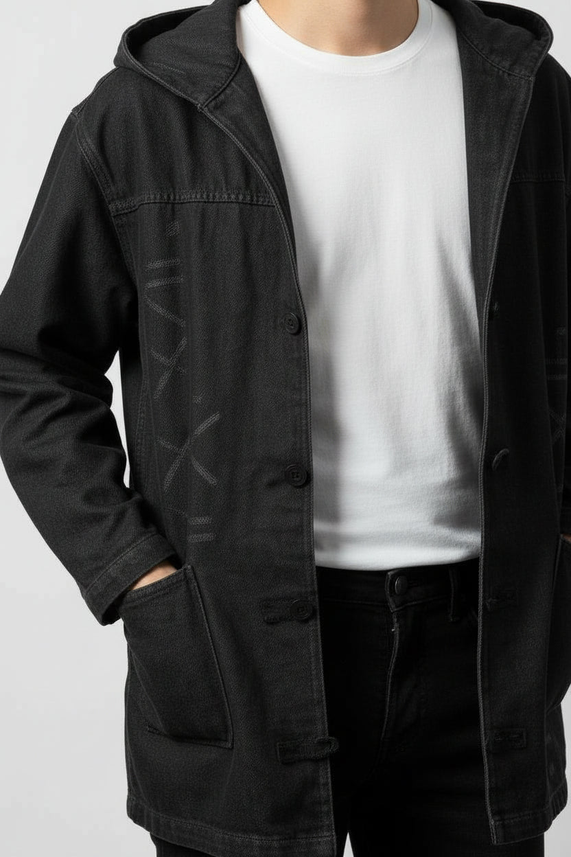 Kachabya unisexe en jeans Motifs Berbères