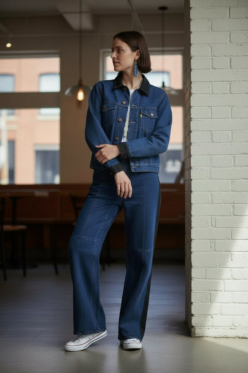 Baggy jeans unisexe bi-couleur Upycling