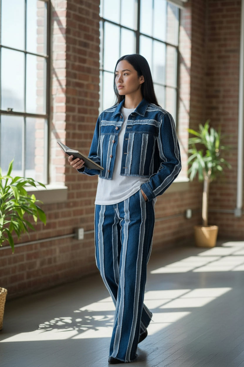 Veste cropped unisexe en jeans Upcycling