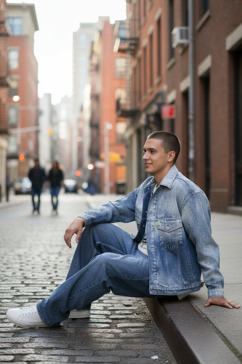 Veste oversized unisexe en jeans Silver Spray