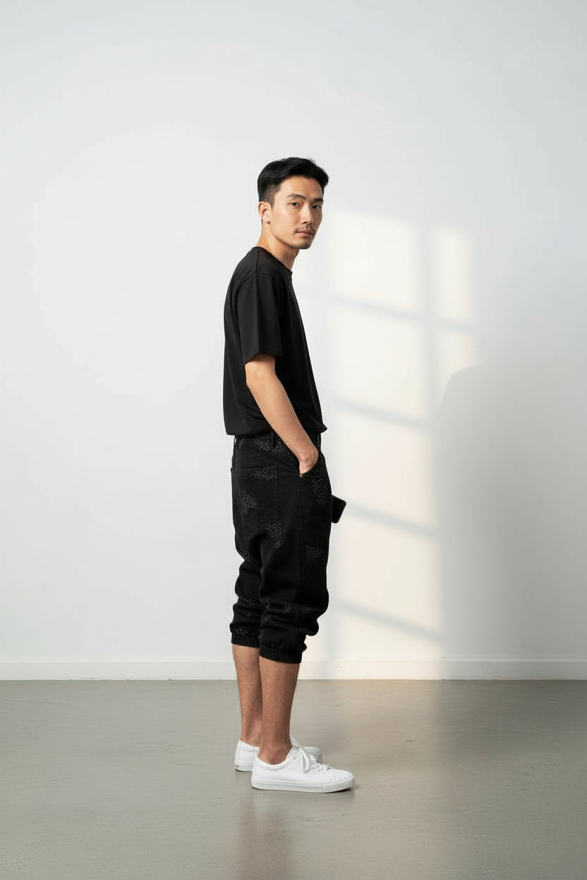 Saroual unisexe en jeans Motifs Berbères