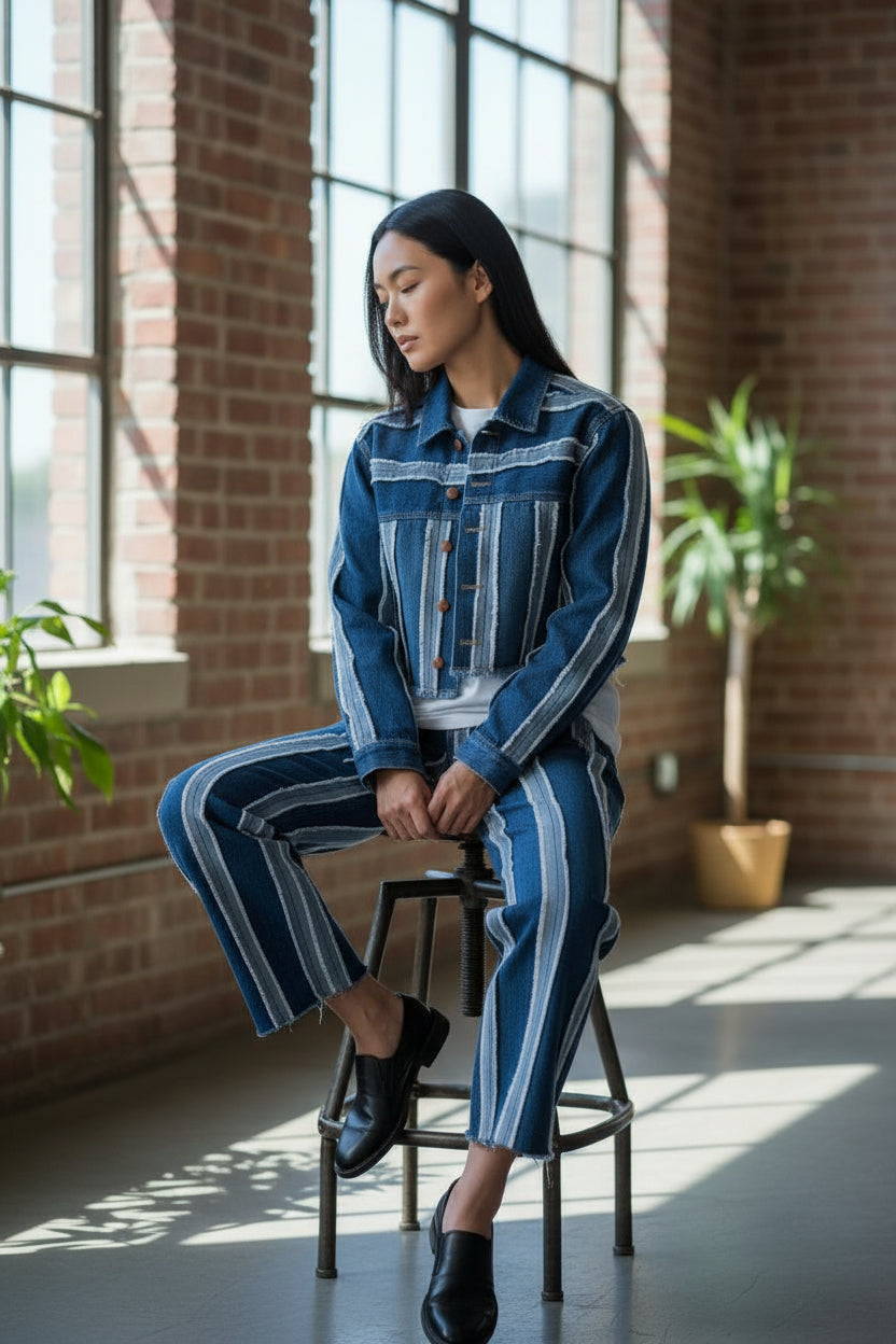 Veste cropped unisexe en jeans Upcycling